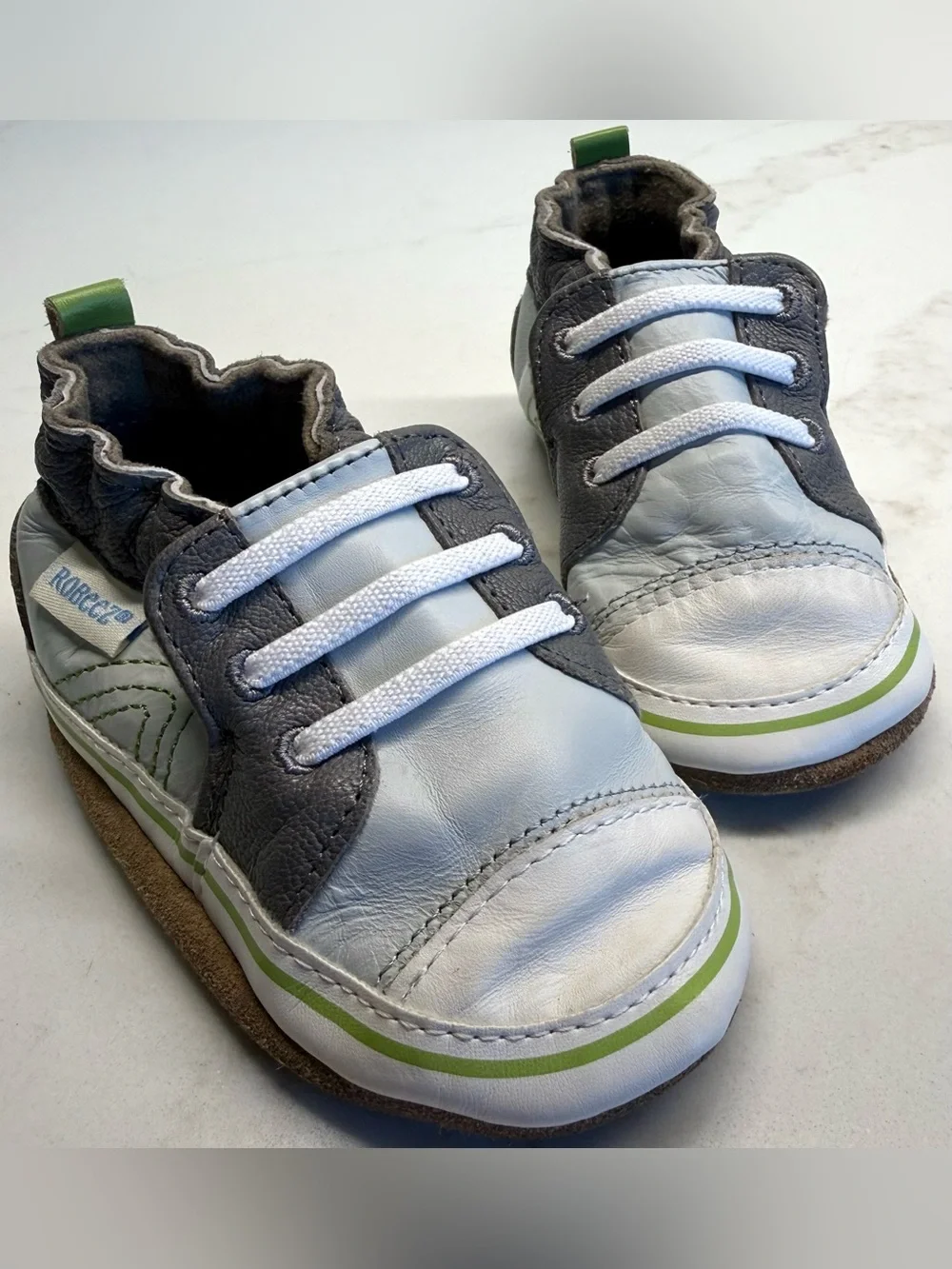 Robeez 12-18M Shoe Bundle | Gray Sneakers & Navy Slip-Ons